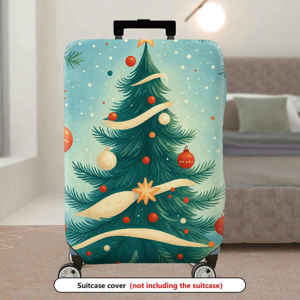 1-Piece Christmas Tree Ornament Snowflake Ribbon Holiday  Suitcase Luggage Cover, Stretch Protective Sleeve