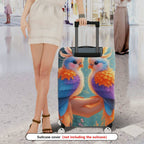 1-Piece Painted Feather Parrot Floral Abstract  Suitcase Luggage Cover, Stretch Protective Sleeve