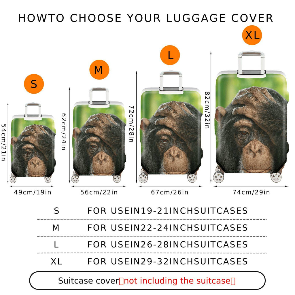 1-Piece Cute Monkey Forest Green Animal Nature Funny  Suitcase Luggage Cover, Stretch Protective Sleeve