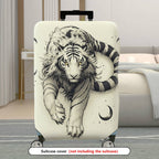 1-Piece Black White Tiger Moon Artistic Style  Suitcase Luggage Cover, Stretch Protective Sleeve
