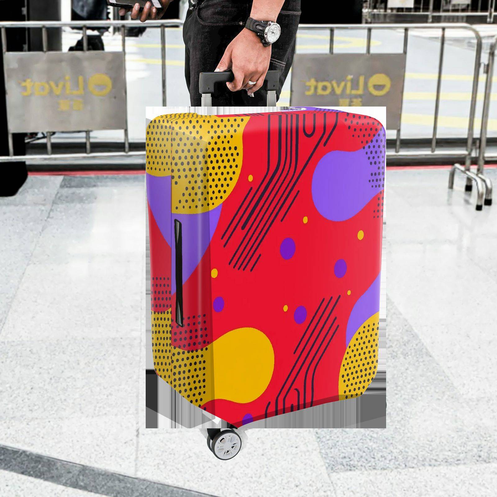 1-Piece Abstract Colorful Geometric Pattern Artistic Graphic Creative  Suitcase Luggage Cover, Stretch Protective Sleeve