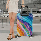 1-Piece Abstract Colorful Artistic Vibrant Fluid Marble  Suitcase Luggage Cover, Stretch Protective Sleeve