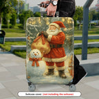 1-Piece Christmas Snowman Santa Reindeer Holiday  Suitcase Luggage Cover, Stretch Protective Sleeve