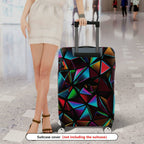 1-Piece Abstract Geometric Vibrant Colorful Prism Modern  Suitcase Luggage Cover, Stretch Protective Sleeve