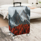 1-Piece Mountain Forest Geometric Red Orange Black  Suitcase Luggage Cover, Stretch Protective Sleeve