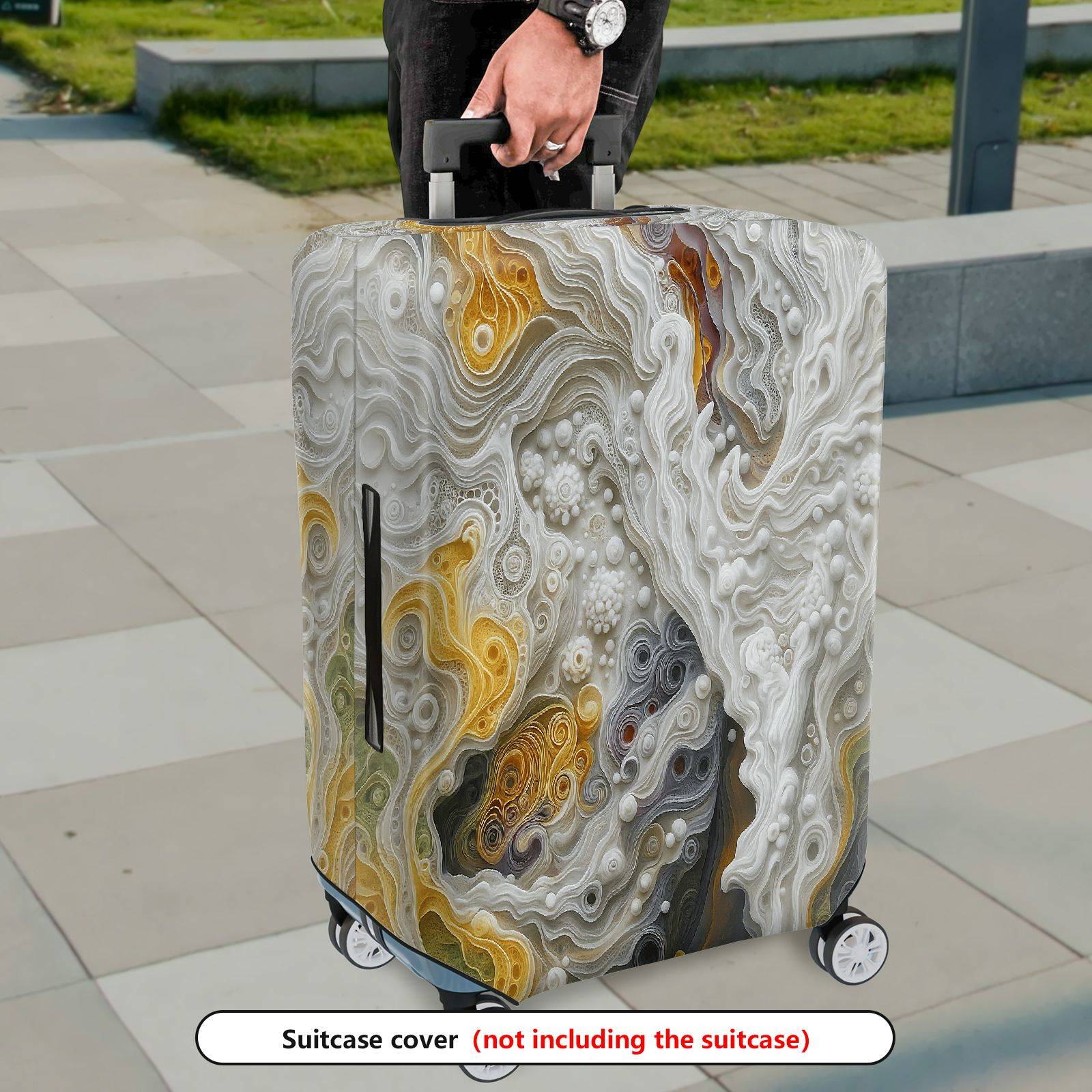1-Piece Abstract Artistic Swirl Bubble Textured Colorful  Suitcase Luggage Cover, Stretch Protective Sleeve