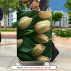 1-Piece Floral Nature Tulip Elegant Raindrop Garden  Suitcase Luggage Cover, Stretch Protective Sleeve