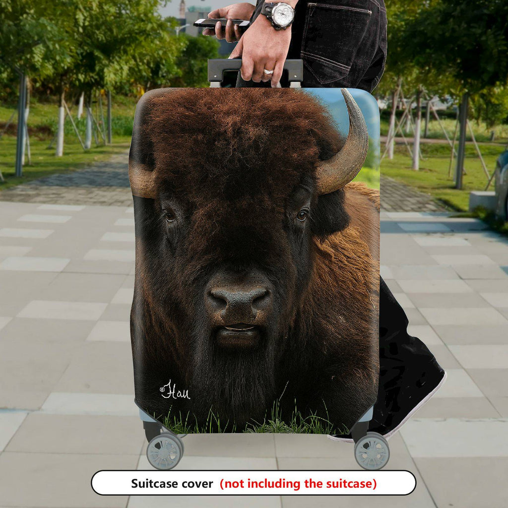 1-Piece Bison Wildlife Nature Animal Landscape Scenic  Suitcase Luggage Cover, Stretch Protective Sleeve