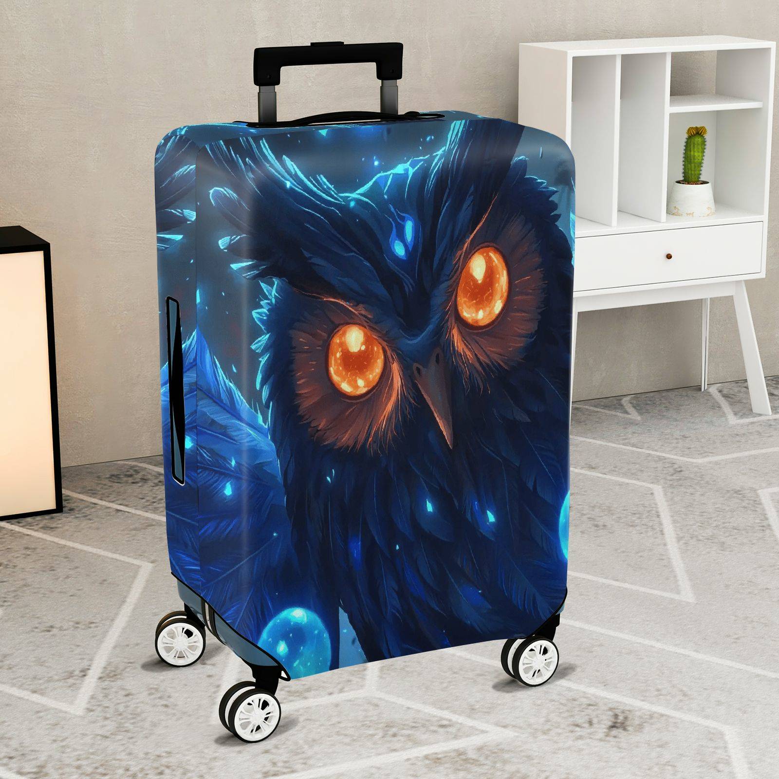 1-Piece Mysterious Enchanting Cosmic Owl Galaxy Star  Suitcase Luggage Cover, Stretch Protective Sleeve