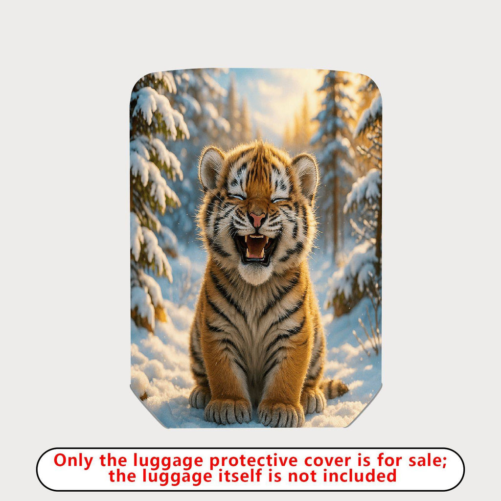 1-Piece Cute Snowy Forest Tiger Animal Print  Suitcase Luggage Cover, Stretch Protective Sleeve