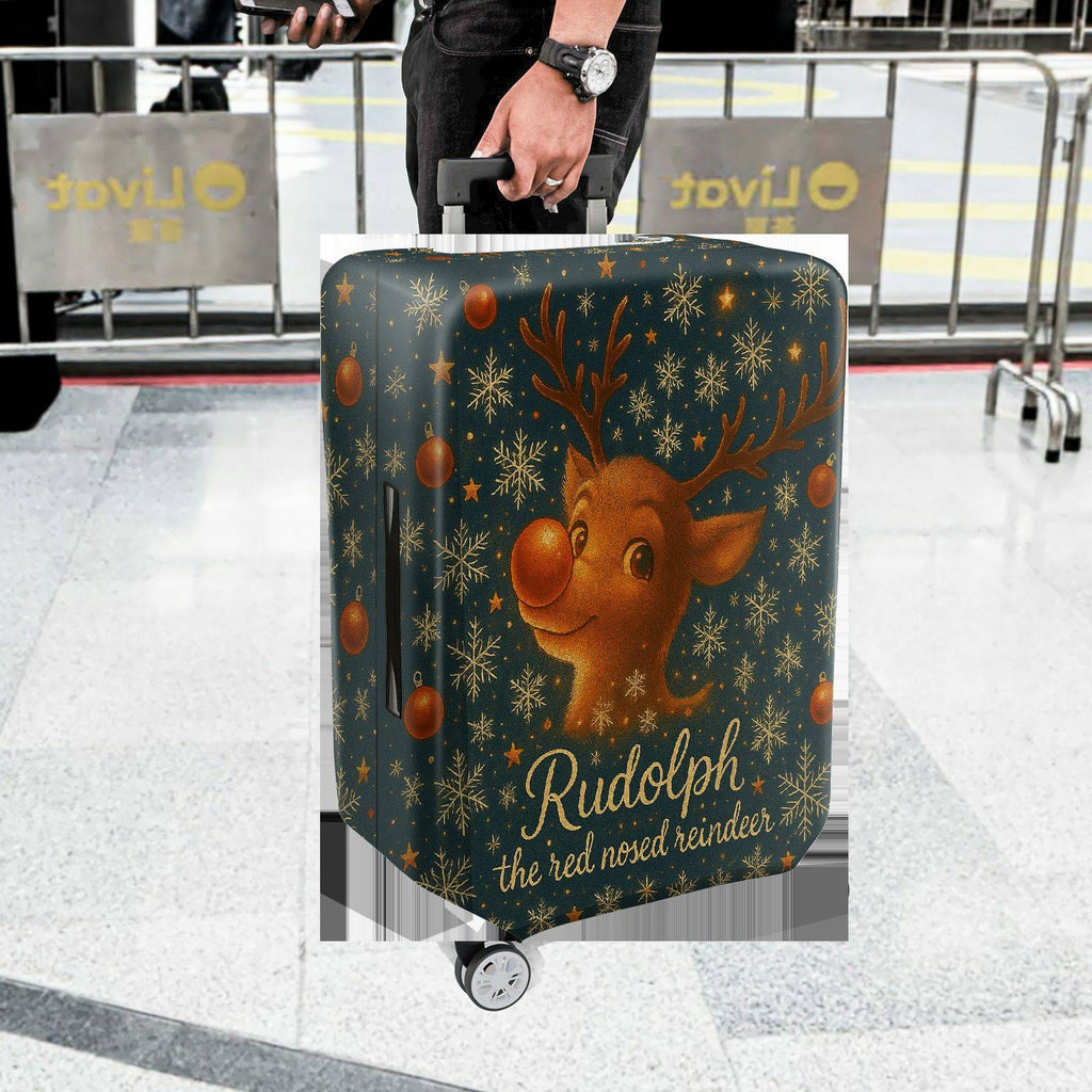 1-Piece Reindeer Snowflake Christmas Holiday Festive  Suitcase Luggage Cover, Stretch Protective Sleeve