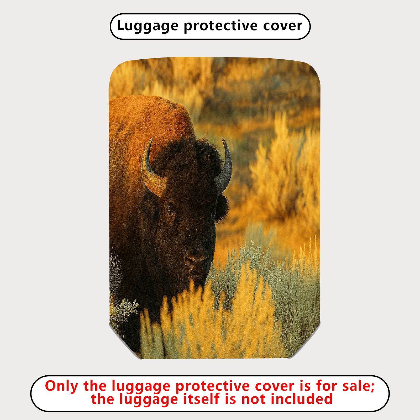 1-Piece Wildlife Nature Bison Landscape Travel Adventure  Suitcase Luggage Cover, Stretch Protective Sleeve