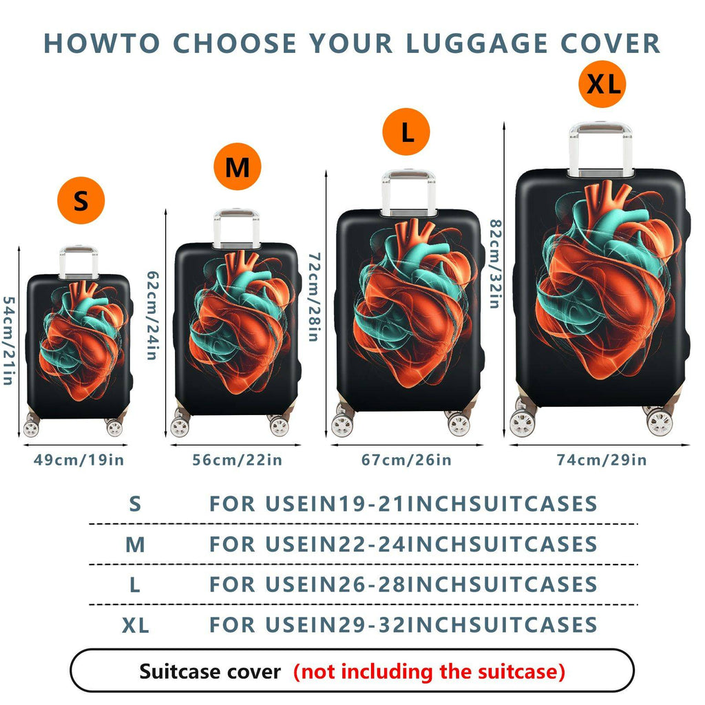 1-Piece Abstract Heart Artistic Colorful Vibrant Unique  Suitcase Luggage Cover, Stretch Protective Sleeve