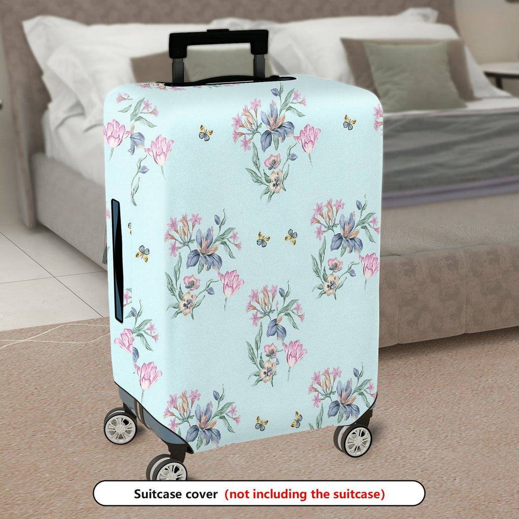 1-Piece Floral Butterfly Pastel Nature Travel Holiday  Suitcase Luggage Cover, Stretch Protective Sleeve