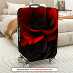 1-Piece Floral Red Black Flower Elegant Bold  Suitcase Luggage Cover, Stretch Protective Sleeve