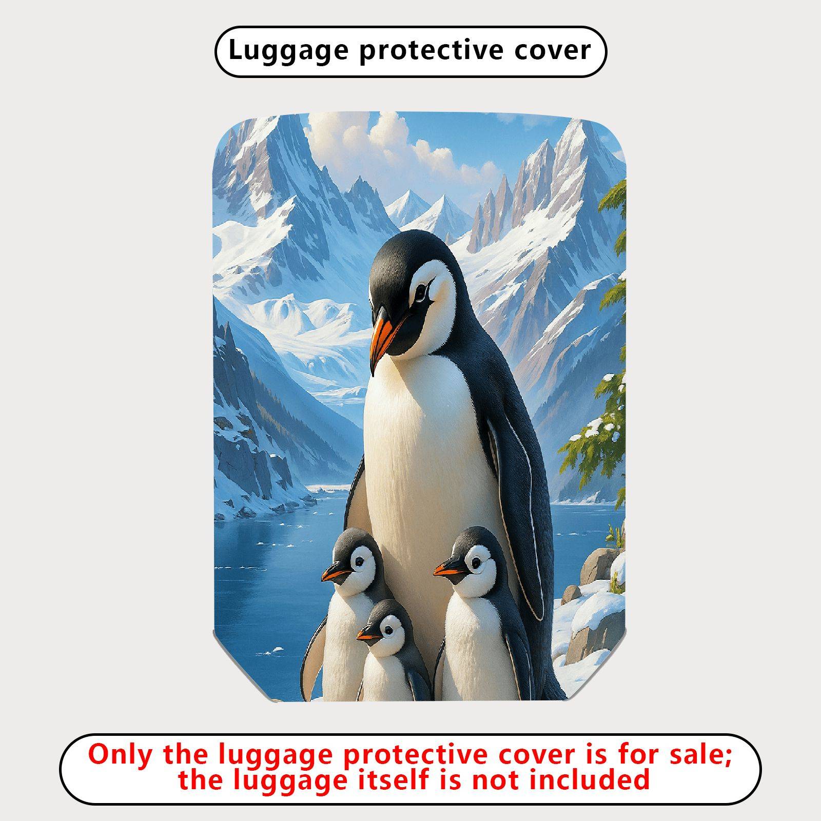 1-Piece Penguin Family Winter Mountain Snow Cute  Suitcase Luggage Cover, Stretch Protective Sleeve