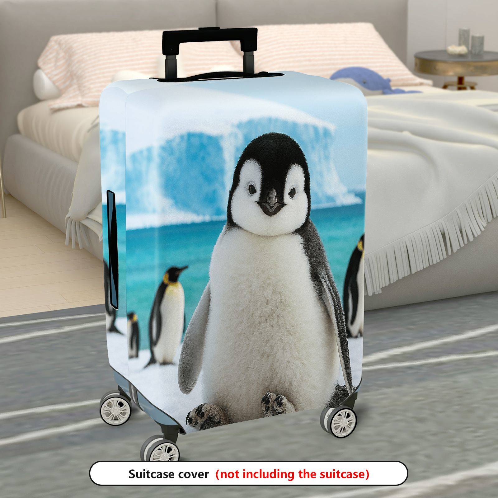 1-Piece Cute Penguin Arctic Ice Snow Wildlife Travel  Suitcase Luggage Cover, Stretch Protective Sleeve