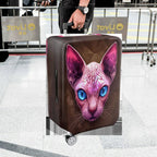 1-Piece Pink Sphynx Cat Blue Eyes Geometric Art Animal  Suitcase Luggage Cover, Stretch Protective Sleeve
