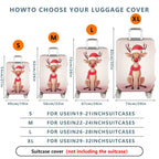 1-Piece Reindeer Santa Hat Red Nose Christmas Holiday Travel  Suitcase Luggage Cover, Stretch Protective Sleeve