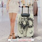 1-Piece Black White Tiger Moon Artistic Style  Suitcase Luggage Cover, Stretch Protective Sleeve
