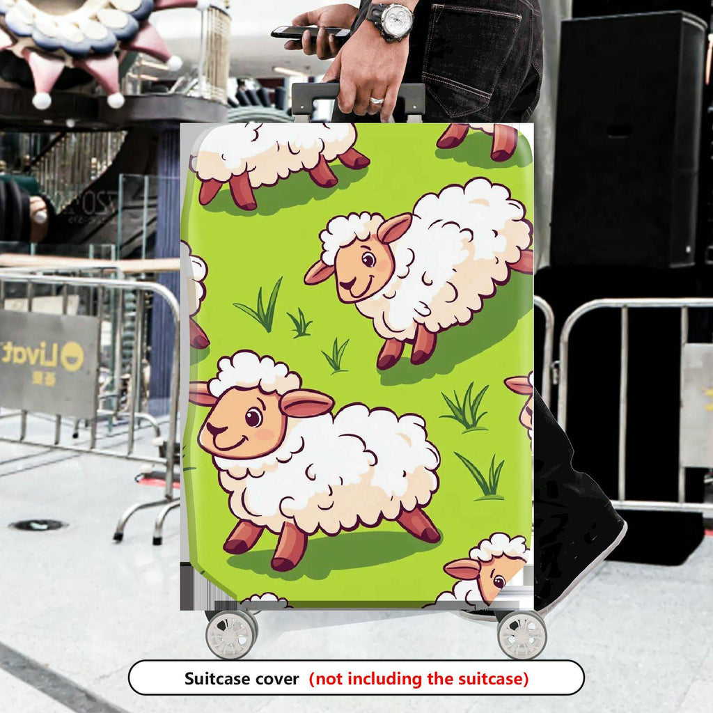1-Piece Adorable  Sheep Green Pasture Farm Animal Travel  Suitcase Luggage Cover, Stretch Protective Sleeve