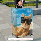 1-Piece Beach Cat Summer Ocean Relaxation Cute  Suitcase Luggage Cover, Stretch Protective Sleeve