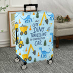 1-Piece Cute Dino Construction Car Travel Holiday Fun  Suitcase Luggage Cover, Stretch Protective Sleeve