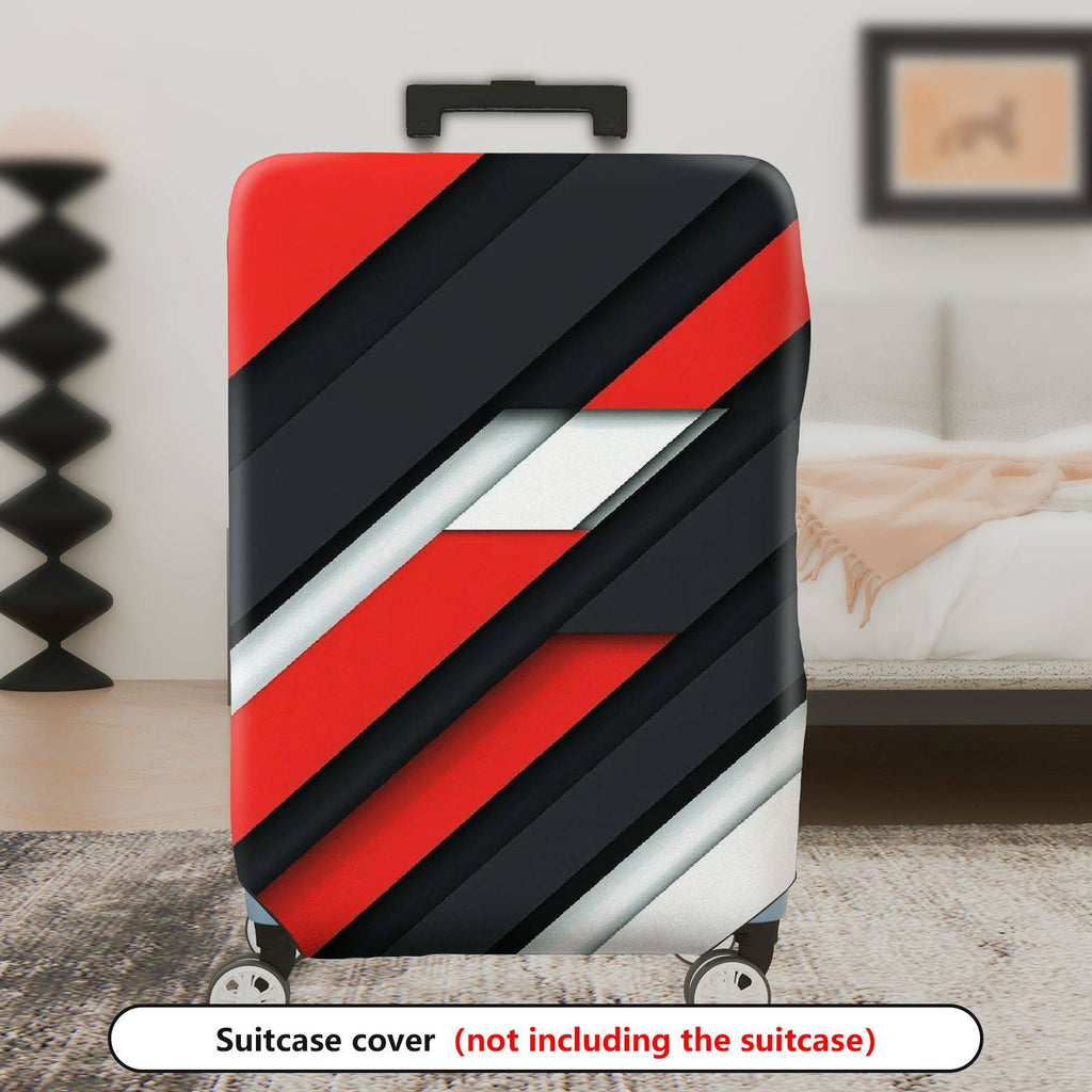 1-Piece Abstract Geometric Red Black White Bold Stylish  Suitcase Luggage Cover, Stretch Protective Sleeve
