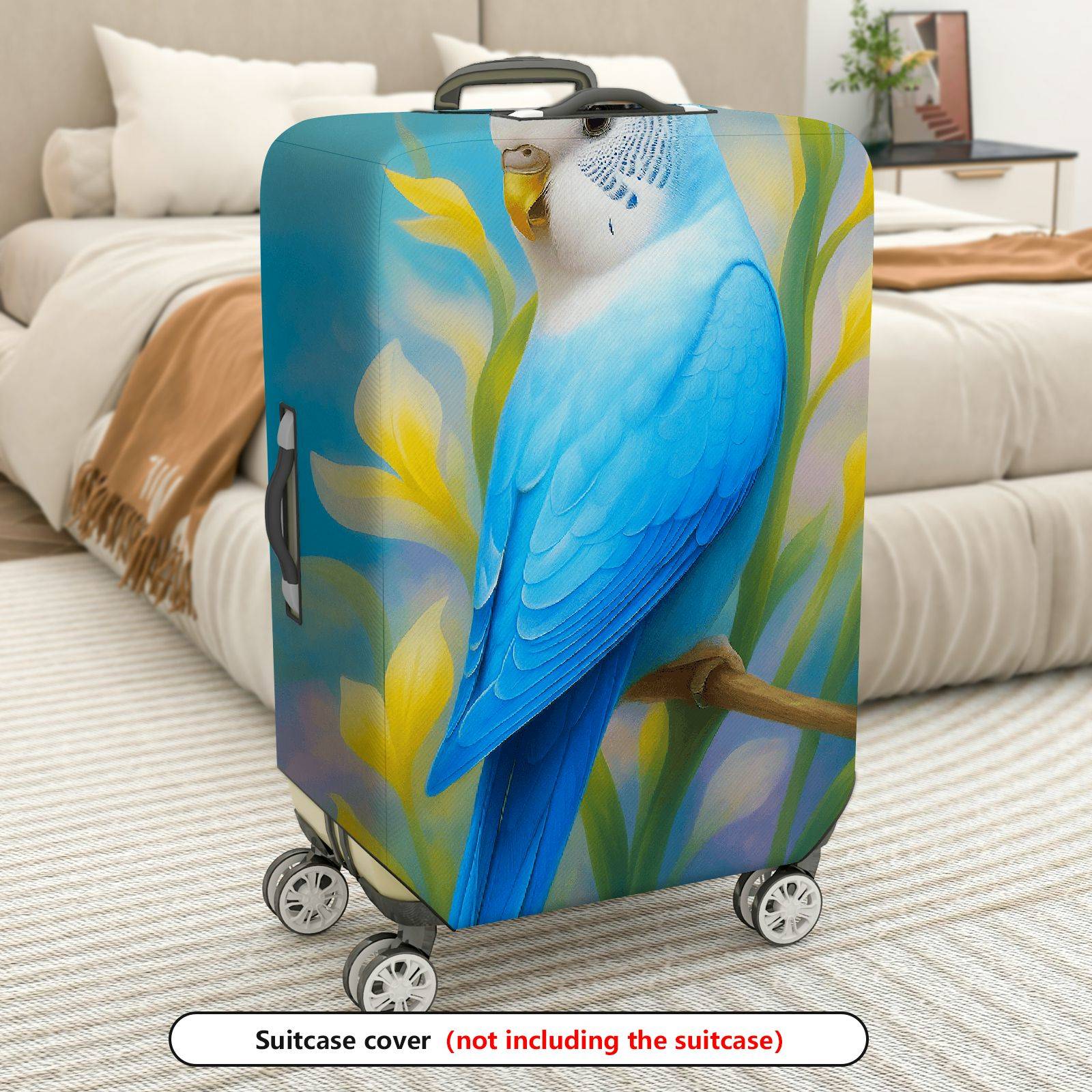 1-Piece Parrot Pattern Floral Colorful  Suitcase Luggage Cover, Stretch Protective Sleeve
