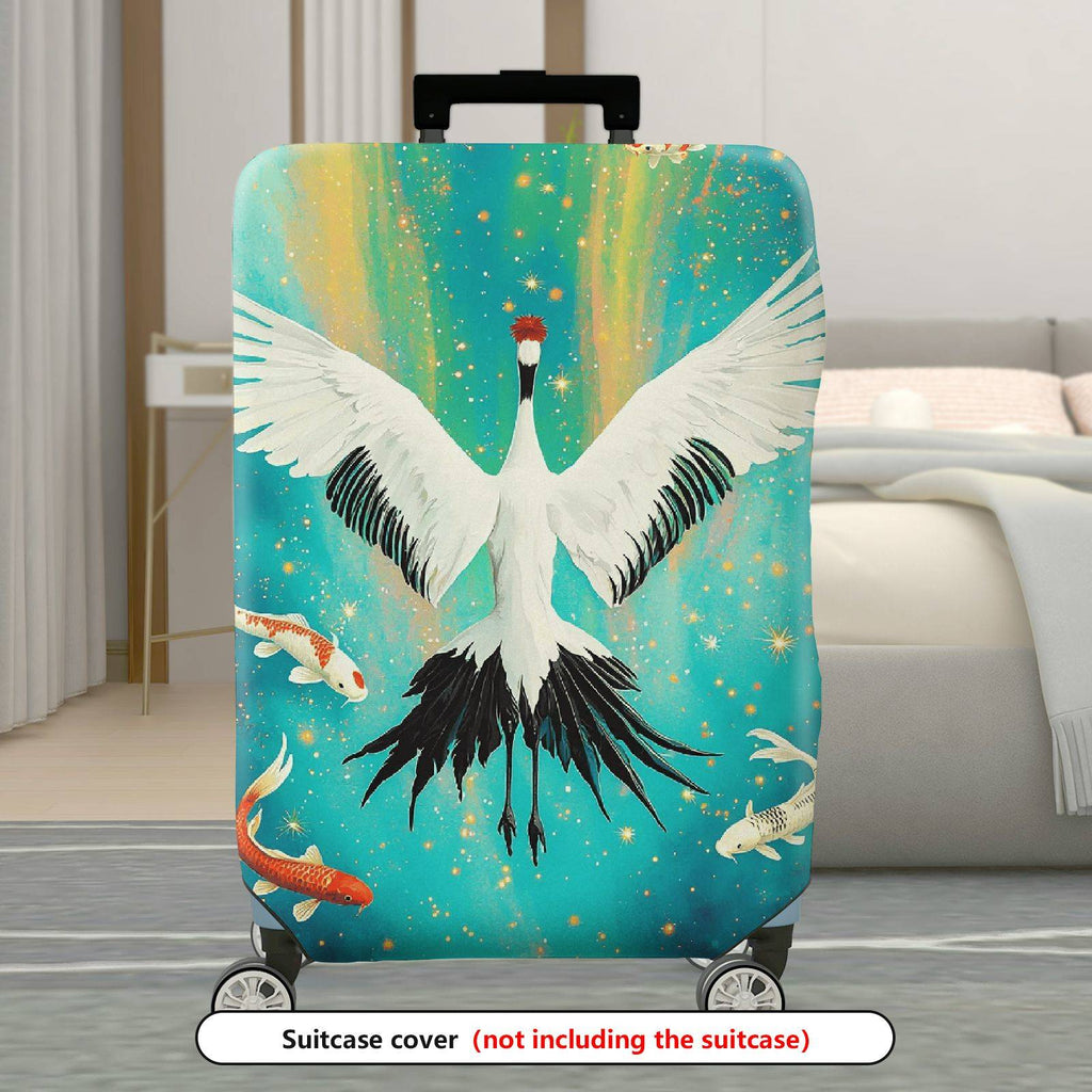 1-Piece Crane Fish Starry Sky Colorful Artistic Nature  Suitcase Luggage Cover, Stretch Protective Sleeve