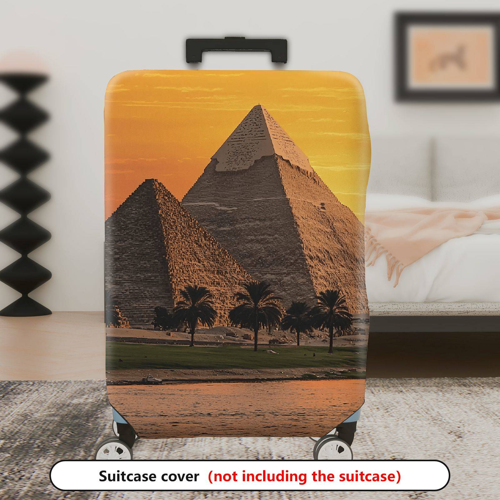 1-Piece Egypt Pyramid Sunset Desert Landscape Travel  Suitcase Luggage Cover, Stretch Protective Sleeve
