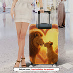 1-Piece Lion Heart Nature Artful Illustration Floral  Suitcase Luggage Cover, Stretch Protective Sleeve