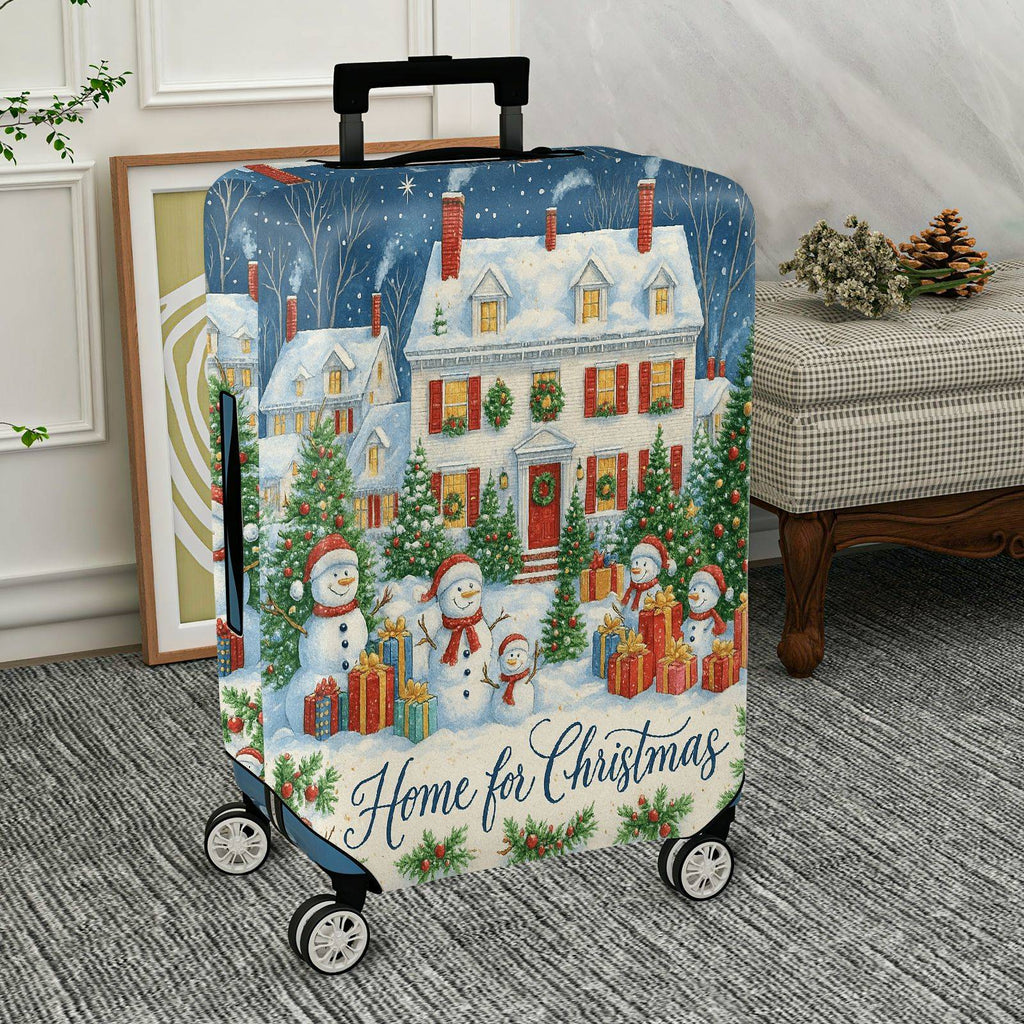 1-Piece Snowman Christmas Celebration Winter Holiday Gift House  Suitcase Luggage Cover, Stretch Protective Sleeve
