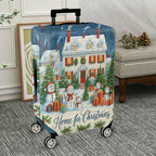 1-Piece Snowman Christmas Celebration Winter Holiday Gift House  Suitcase Luggage Cover, Stretch Protective Sleeve