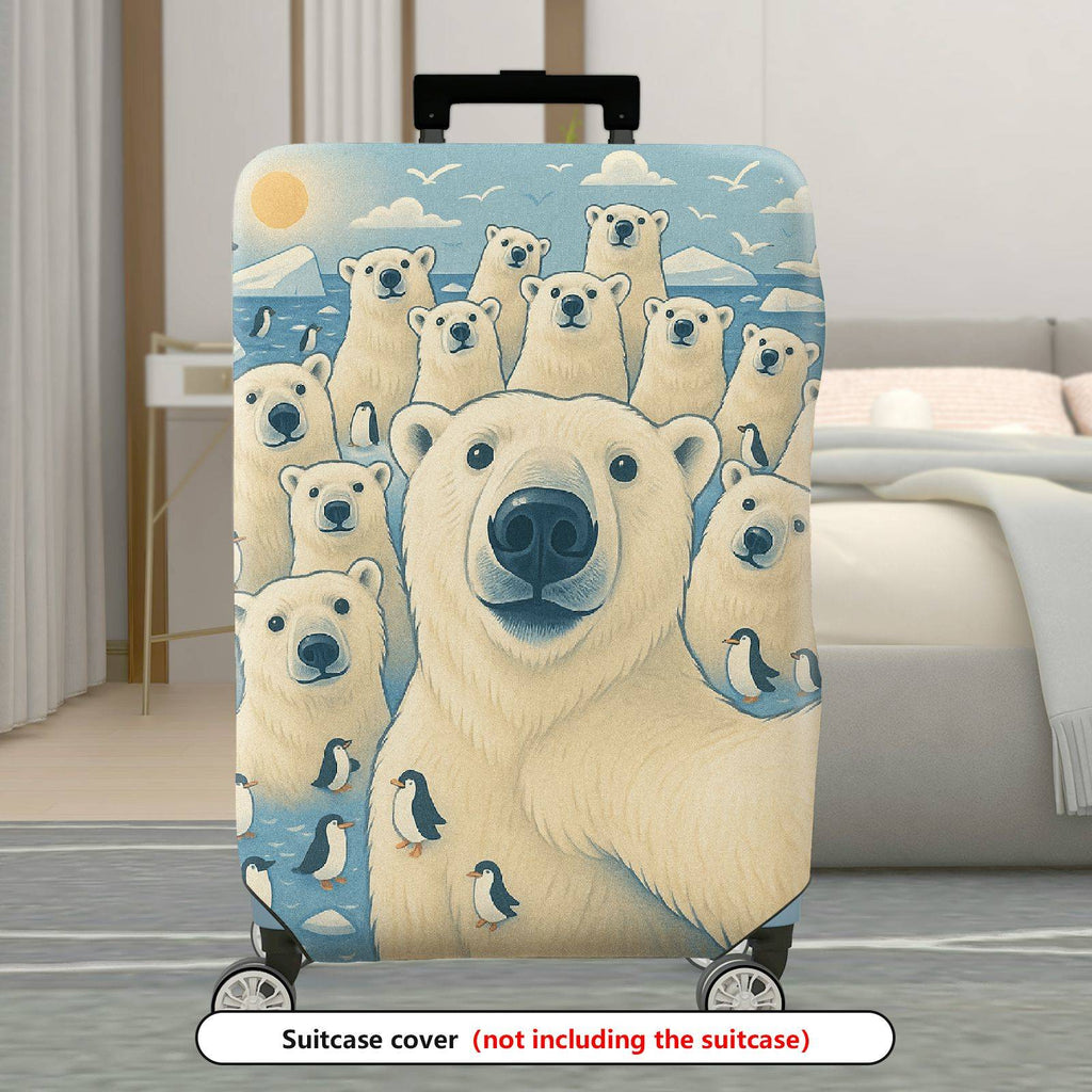 1-Piece Polar Bear Penguin Arctic Wildlife Nature Cute  Suitcase Luggage Cover, Stretch Protective Sleeve