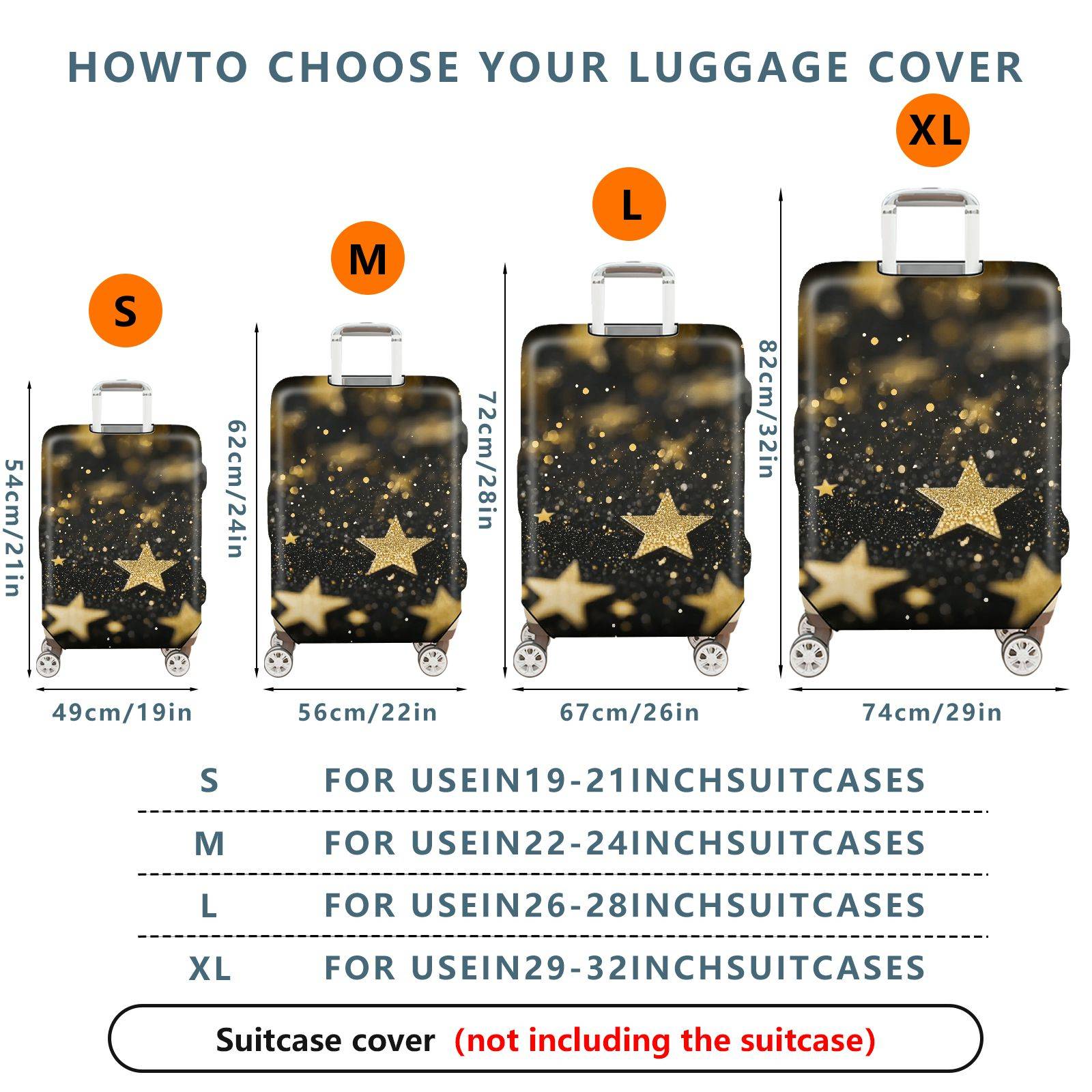 1-Piece Glitter Starry Night Sky Galaxy Cosmic Universe  Suitcase Luggage Cover, Stretch Protective Sleeve