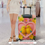 1-Piece Love Bird Floral Heart Romantic Colorful  Suitcase Luggage Cover, Stretch Protective Sleeve