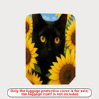 1-Piece Black Cat Sunflower Nature Art Cute Animal  Suitcase Luggage Cover, Stretch Protective Sleeve