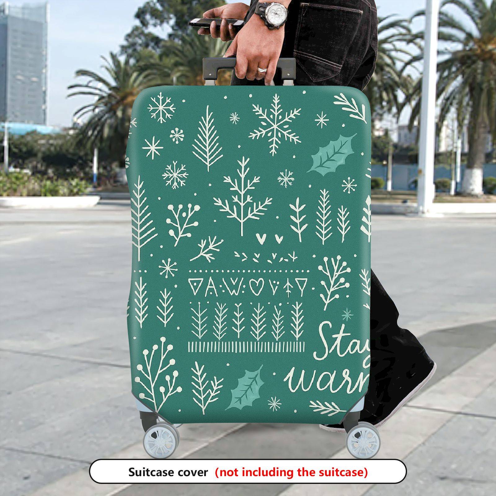 1-Piece Snowflakes Christmas Winter Holiday Festive  Suitcase Luggage Cover, Stretch Protective Sleeve