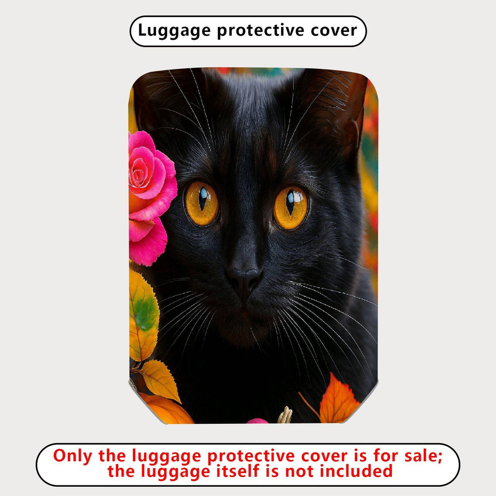 1-Piece Cat Flower Autumn Colorful Artistic Cute  Suitcase Luggage Cover, Stretch Protective Sleeve
