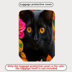 1-Piece Cat Flower Autumn Colorful Artistic Cute  Suitcase Luggage Cover, Stretch Protective Sleeve