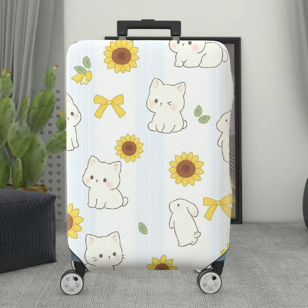 1-Piece Cute Cat Sunflower Bunny Bow Striped  Suitcase Luggage Cover, Stretch Protective Sleeve
