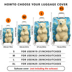 1-Piece Cute Bear Floral Blue Sky Butterfly  Suitcase Luggage Cover, Stretch Protective Sleeve
