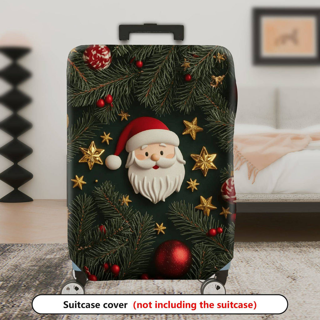 1-Piece Santa Claus Christmas Festive Holiday Ornaments  Suitcase Luggage Cover, Stretch Protective Sleeve