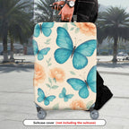 1-Piece Butterfly Floral Pastel Travel Luggage  Suitcase Luggage Cover, Stretch Protective Sleeve