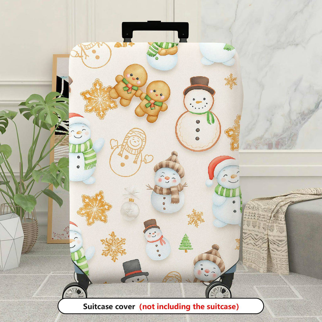 1-Piece Snowman Gingerbread Snowflakes Christmas Holiday  Suitcase Luggage Cover, Stretch Protective Sleeve
