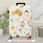 1-Piece Snowman Gingerbread Snowflakes Christmas Holiday  Suitcase Luggage Cover, Stretch Protective Sleeve