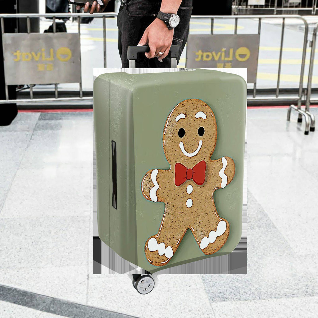 1-Piece Gingerbread Man  Holiday Festive Fun  Suitcase Luggage Cover, Stretch Protective Sleeve