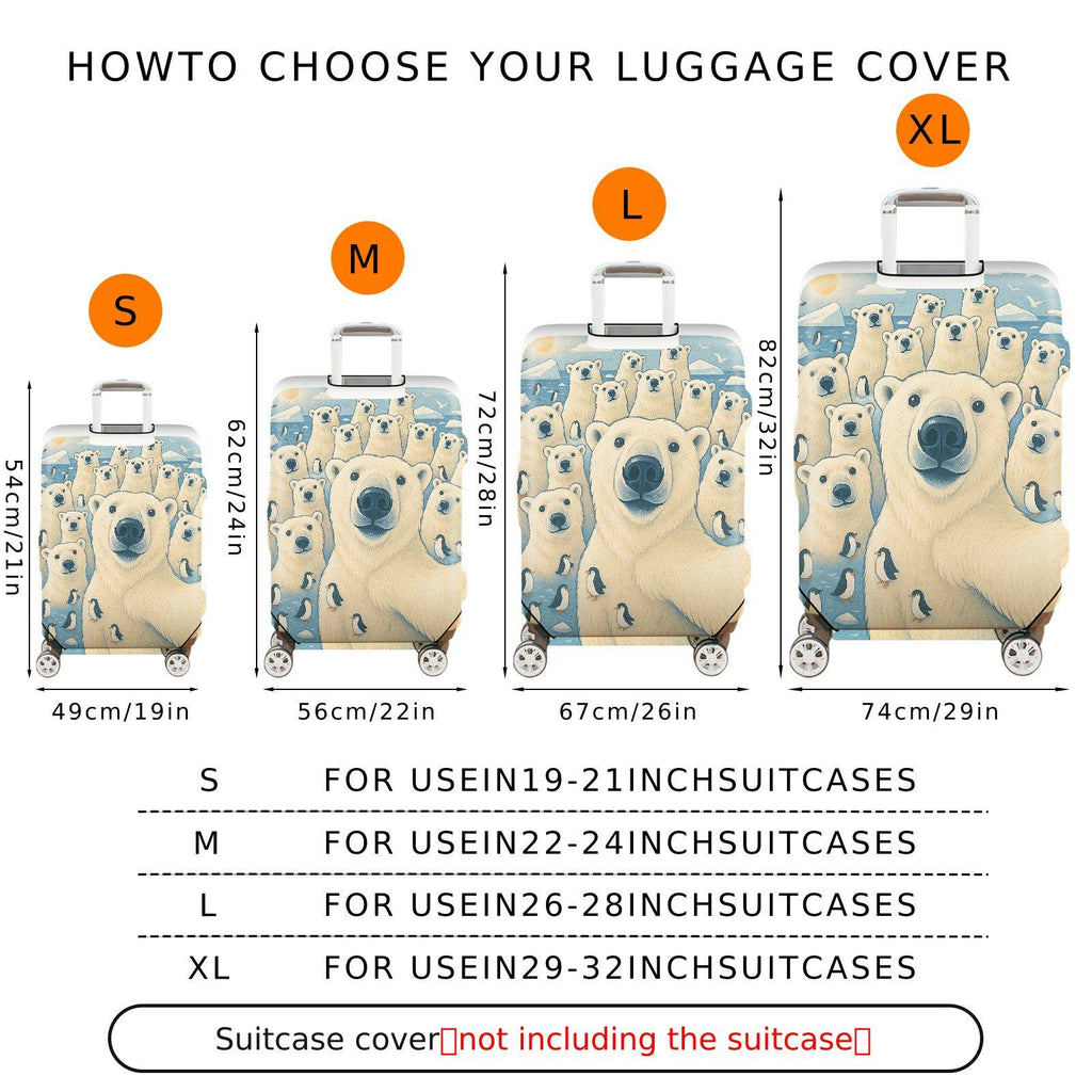 1-Piece Polar Bear Penguin Arctic Wildlife Nature Cute  Suitcase Luggage Cover, Stretch Protective Sleeve