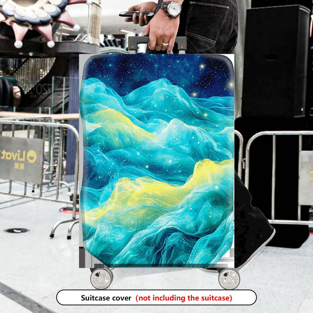 1-Piece Cosmic Ocean Wave Galaxy Starry Night  Suitcase Luggage Cover, Stretch Protective Sleeve